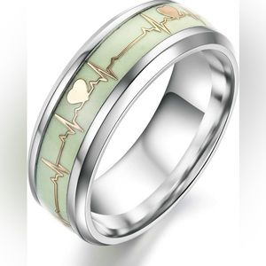 Men’s heartbeat glow in the dark ring